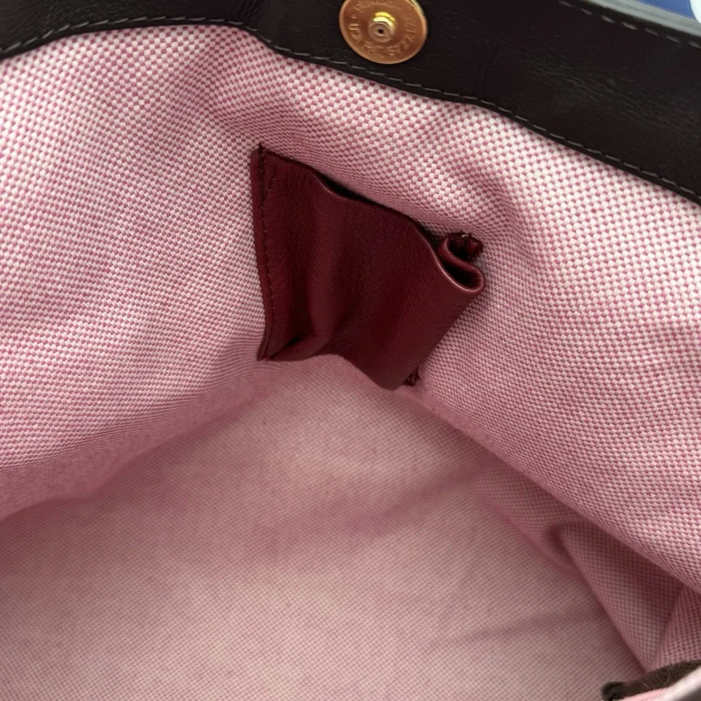 Dooney & Bourke Purse Red Pebbled‎ Leather w/ Black Handles Includes Dust Bag